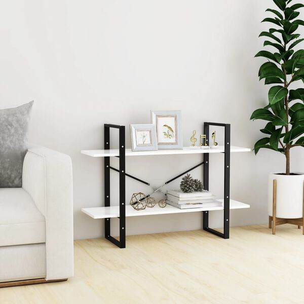 vidaXL 2-līmeņu grāmatu plaukts, balts, 100x30x70cm, inženierijas koks