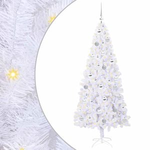 vidaXL Mākslīgā Ziemassvētku eglīte Balts 180 cm PVC un tērauds