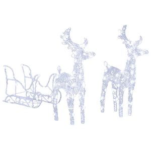 vidaXL Ziemassvētku dekorācija, ziemeļbrieži, kamanas, 160 LED, 130 cm
