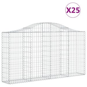 vidaXL arkveida gabiona grozi, 25gb., 200x30x100/120cm, cinkota dzelzs