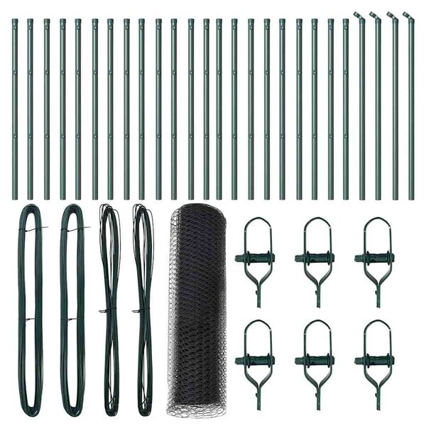 vidaXL Žogs ar stabiem. Pelēka 0.4 x 50 m PVC pārklāts tērauds