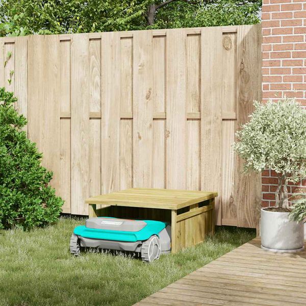 vidaXL Robotizētā zāles pļāvēja garāža Brūna 73.5 x 81.5 x 38.5 cm