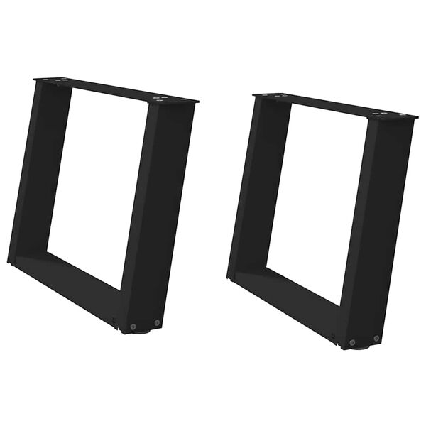vidaXL kafijas galdiņa kājas, 2 gab., U-veida, melnas, 60x(42-43) cm, tērauds