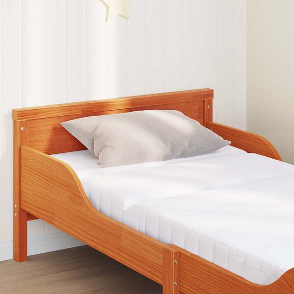 vidaXL Gultas rāmis ar matraci Brūna 80 x 200 cm Ciets priedes koks