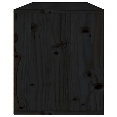 vidaXL sienas skapītis, melns, 80x30x35 cm, priedes masīvkoks