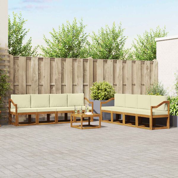 vidaXL Āra dīvānu komplekts ar spilvenu 9 pcs Dabisks un krējuma