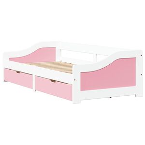 vidaXL dienas gulta 2 atvilktnēm bez matrača IRUN balts rozā 90x200 cm