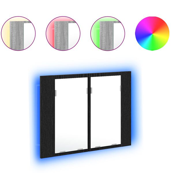 vidaXL Vannas istabas spoguļu skapis Melns ozolkoks 60 x 12 x 45 cm