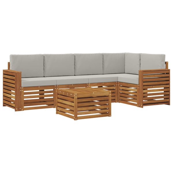 vidaXL Dīvāna komplekti ar spilvenu 6 pcs Dabīgs un gai&scaron;i pelēks