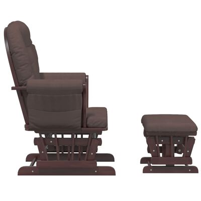 vidaXL šūpuļkrēsls ar kāju balstu, brūns audums