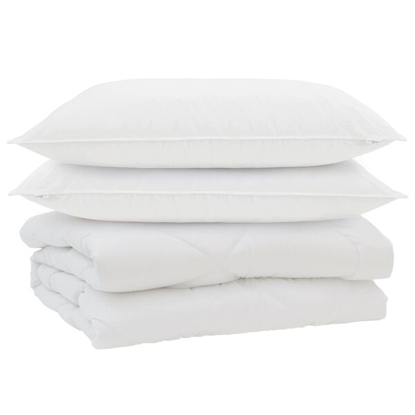 vidaXL Sega ar spilvenu 3 pcs Balts Mikro&scaron;ķiedra