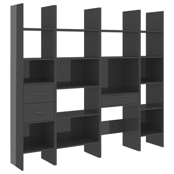 vidaXL 4-daļīgs grāmatplauktu komplekts, pelēks, inženierijas koks