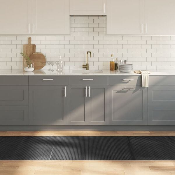 vidaXL paklājs, taisnstūra forma, pelēks, 80x300 cm, bambuss