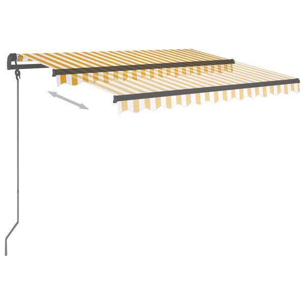 vidaXL izvelkama markīze ar stabiem, 3,5x2,5 m, manuāla, dzeltenbalta