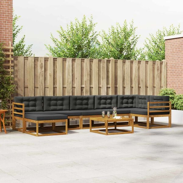 vidaXL Āra dīvānu komplekts ar spilvenu 8 pcs Dabisks un antracīts