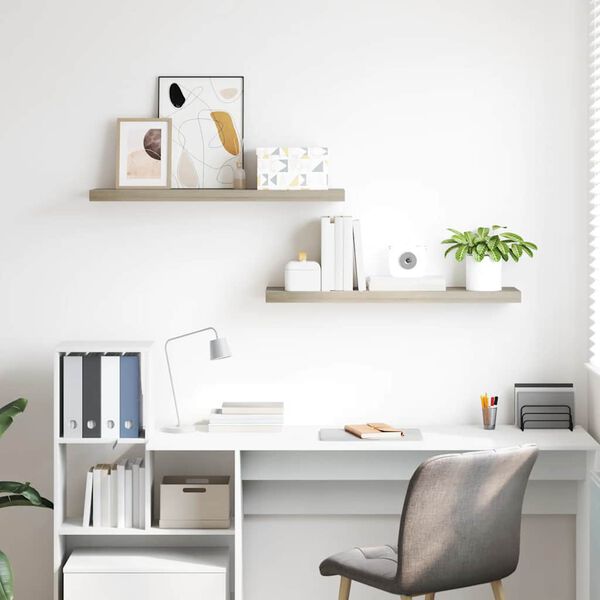 vidaXL sienas plaukti, 2 gab., ozolkoka krāsā, 90x23,5x3,8 cm, MDF