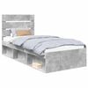 vidaXL Gultas rāmis Betona pelēks 90 x 190 cm Ciets priedes koks
