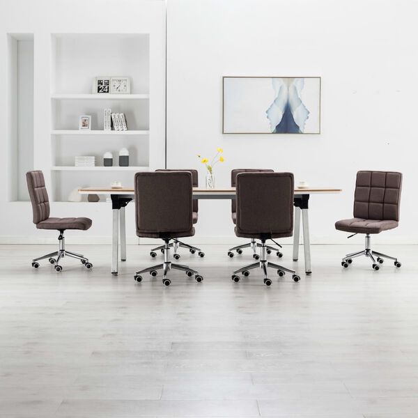 vidaXL virtuves krēsli, 6 gab., pelēkbrūns audums