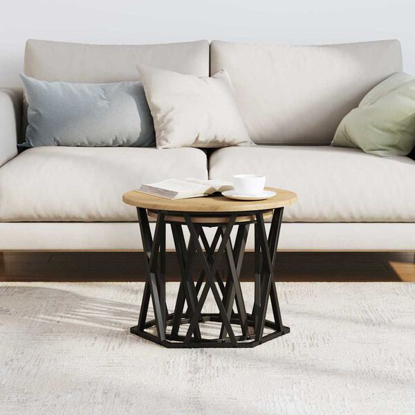 vidaXL Sānu galds 2 pcs Artisānā ozols Inženieru koks un tērauds