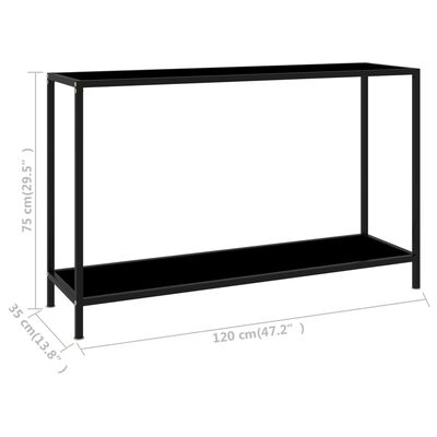 vidaXL konsoles galdiņš, melns, 120x35x75 cm, rūdīts stikls