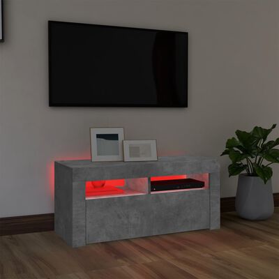 vidaXL TV galdiņš ar LED lampiņām, 90x35x40 cm, betona pelēks