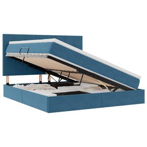 vidaXL Gulta ar uzglabā&scaron;anas vietu un matraci Tum&scaron;i zils 180 x 200 cm