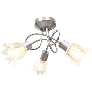 vidaXL griestu lampa ar stikla abažūriem, 3 E14 spuldzes, tulpju forma