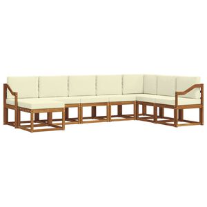 vidaXL Āra dīvānu komplekts ar spilvenu 8 pcs Dabisks un krējuma