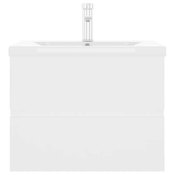 vidaXL skapītis ar iebūvētu izlietni, balts, skaidu plāksne