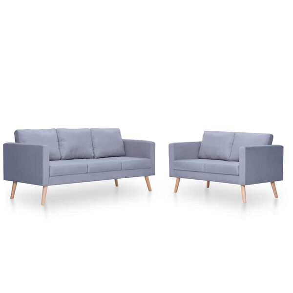 vidaXL dīvānu komplekts, 2 dīvāni, gaiši pelēks audums