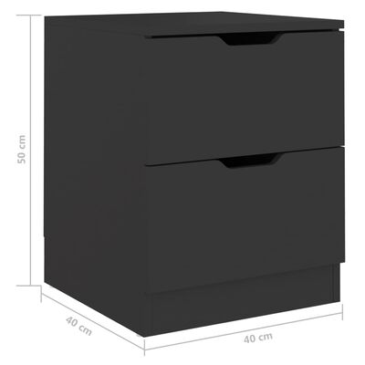vidaXL naktsskapīši, 2 gab., melni, 40x40x50 cm, skaidu plāksne