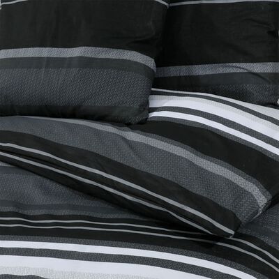 vidaXL gultasveļas komplekts, melns un balts, 225x220 cm, kokvilna