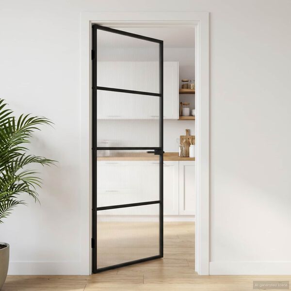 vidaXL Mājas durvis 83 x 201,5 x 3,5 cm Alumīnijs un Temperēts Stikls