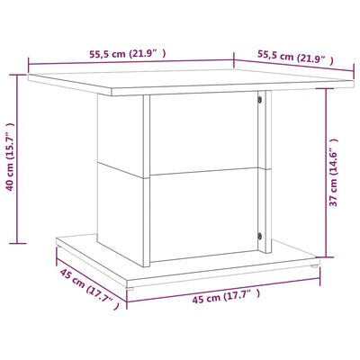 vidaXL kafijas galdiņš, melns, 55,5x55,5x40 cm, skaidu plāksne