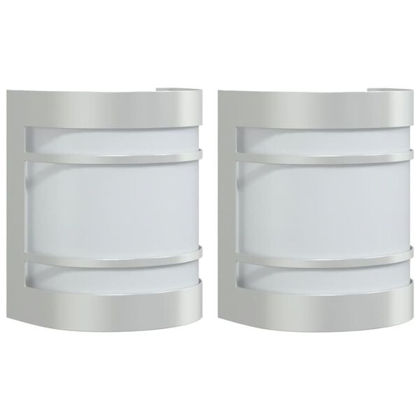 vidaXL āra sienas lampas, 2 gab., sudraba krāsa, nerūsējošs tērauds