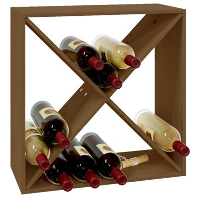 vidaXL vīna pudeļu plaukts, medus brūns, 62x25x62 cm, priedes koks