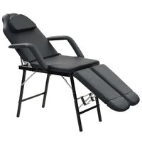 vidaXL kosmetoloģijas krēsls, mākslīgā āda, 185x78x76 cm, melns
