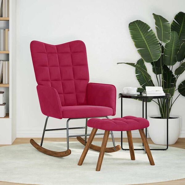 vidaXL &Scaron;ūpuļkrēsls ar Stool Wine Red Velvet