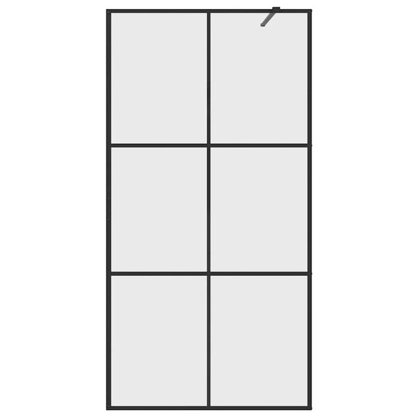 vidaXL dušas siena, caurspīdīgs ESG stikls, 100x195 cm, melna