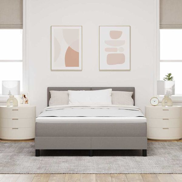 vidaXL Kontinentālā gulta ar matraci Pelēkbrūna 140 x 190 cm audums