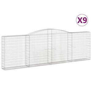 vidaXL arkveida gabiona grozi, 9 gb., 400x30x120/140cm, cinkota dzelzs