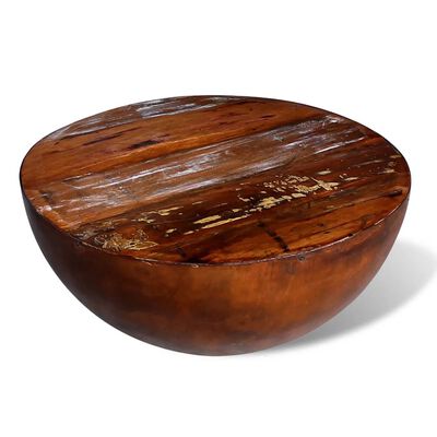 vidaXL kafijas galdiņš, bļodas forma, tērauda pamatne,pārstrādāts koks