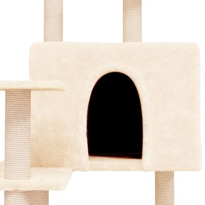 vidaXL kaķu māja ar sizala stabiem nagu asināšanai, 153 cm, krēmkrāsas