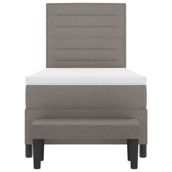 vidaXL Kastītes atsperu gulta ar matraci Pelēkbrūna 90 x 190 cm audums
