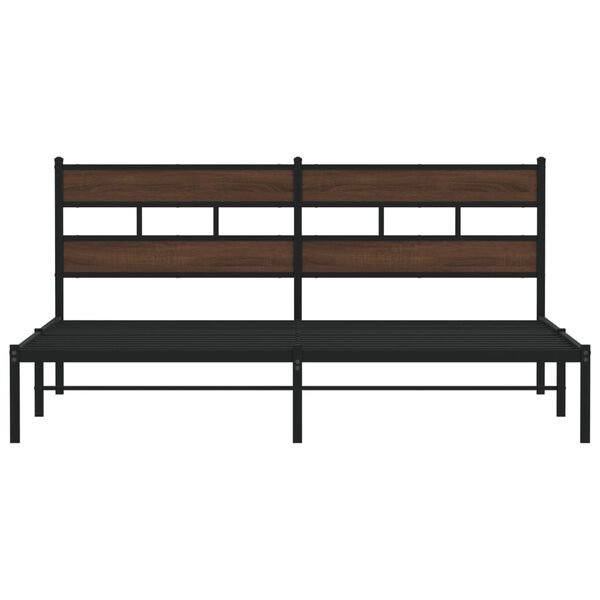 vidaXL gulta bez matrača, ar galvgali, brūna ozola, 200x200 cm