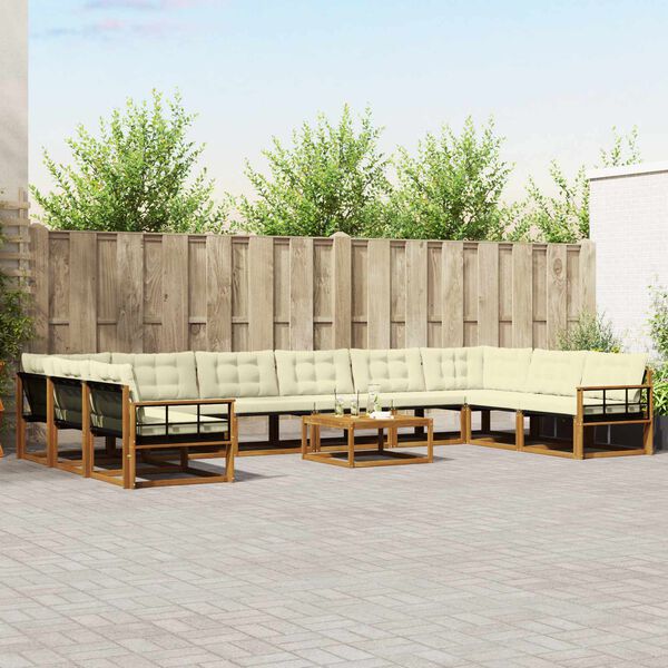 vidaXL Āra dīvānu komplekts ar spilvenu 11 pcs Dabisks un krējuma