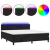 vidaXL atsperu gulta ar matraci, LED, melns samts, 180x200 cm