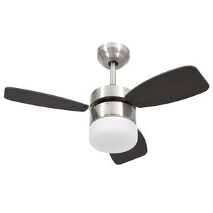 vidaXL griestu ventilators ar lampu un pulti, 76 cm, tum&scaron;i brūns