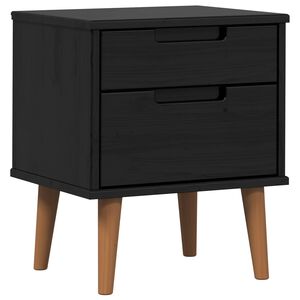 vidaXL Nakts skapītis MOLDE Melns 40 x 35 x 48 cm Priedes masīvkoks