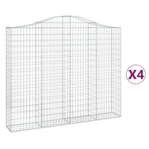vidaXL arkveida gabiona grozi, 4 gb., 200x30x160/180cm, cinkota dzelzs